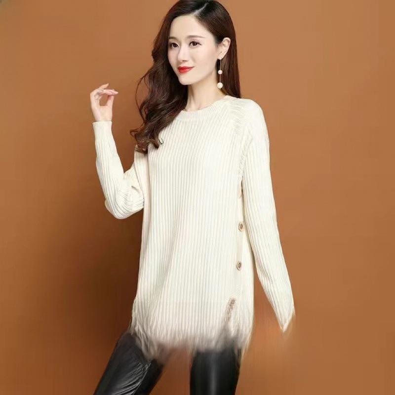 Trendy Slim-Fit Knitted Sweaters for Plus-Size Women - Medium To Long Length, Perfect for Autumn and Winter.