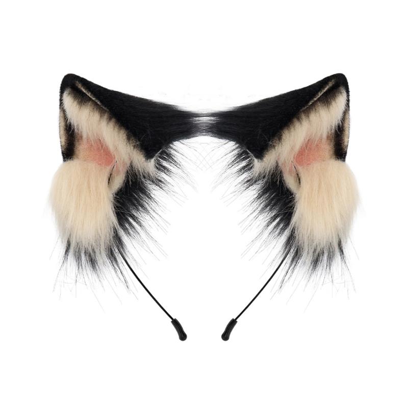 Animal Cosplay Costume Faux Furs Wolf Cats Foxes Fuzzy Tail Cats Ears Headbands Halloween Party Costume Accessories