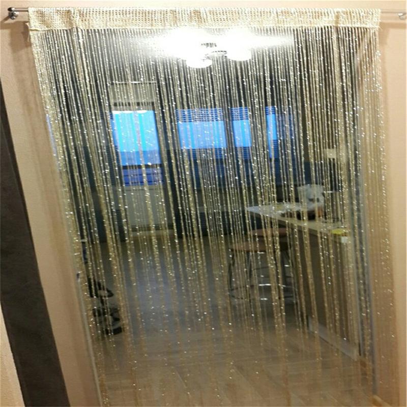 Glitter Door String Curtain Silver Ribbon Shiny Tassel Flash Line Curtain Valance for Window Room Home Decoration