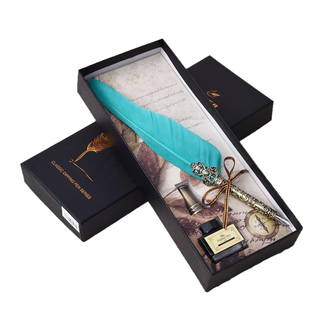 Federkiel, Tintenfass-Set, Füllfederhalter Klassischer Schreibstil Weihnachtsgeschenk