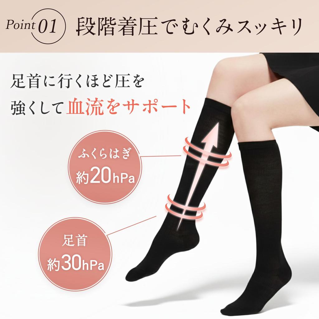 Kompressionssocken aus Baumwollmischung [ARISAYA] (Schwarz, 6)