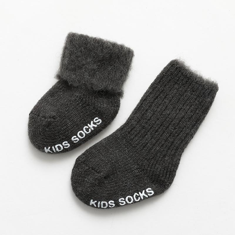 Baby Winter Wool Socks Boy Girl Solid Soft Fleece Thicken Warm Fur Short Socks Anti-slip Floor Calf Sock Baby Clothes Kids Stuff