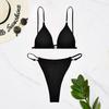 European & American Style 2025 Nylon Solid Color Split Bikini for Women