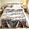 Floral Theme Custom Blanket Personalized Name & Text Customized Soft Warm Throw Blanket Home Decor