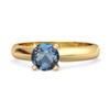 Solitaire 0.25 Cts Brilliant Cut London Blue Topaz 925 Sterling Silver Gold Vermeil Promise Ring
