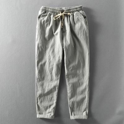 Nieuwe Minimalistische Casual Heren Linnen Broek met Losse en Ademende Trekkoord Gemaakt van Katoen en Linnen Materiaal Trendy voor Jongeren
