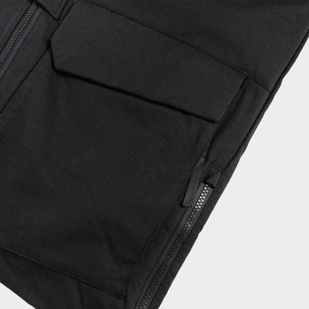 Adidas Terrex FW22 Solid Hooded Fur Collar Zip Embroidered Logo Down Jacket Unisex Jackets Black HM9698