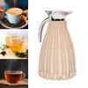 Handwoven Stainless Steel Thermal Coffee   Woven Rattan Body 1.5L 3 Walled Insulated Jug Pitcher 12 Hour Heat 24 Hour Cold Retention