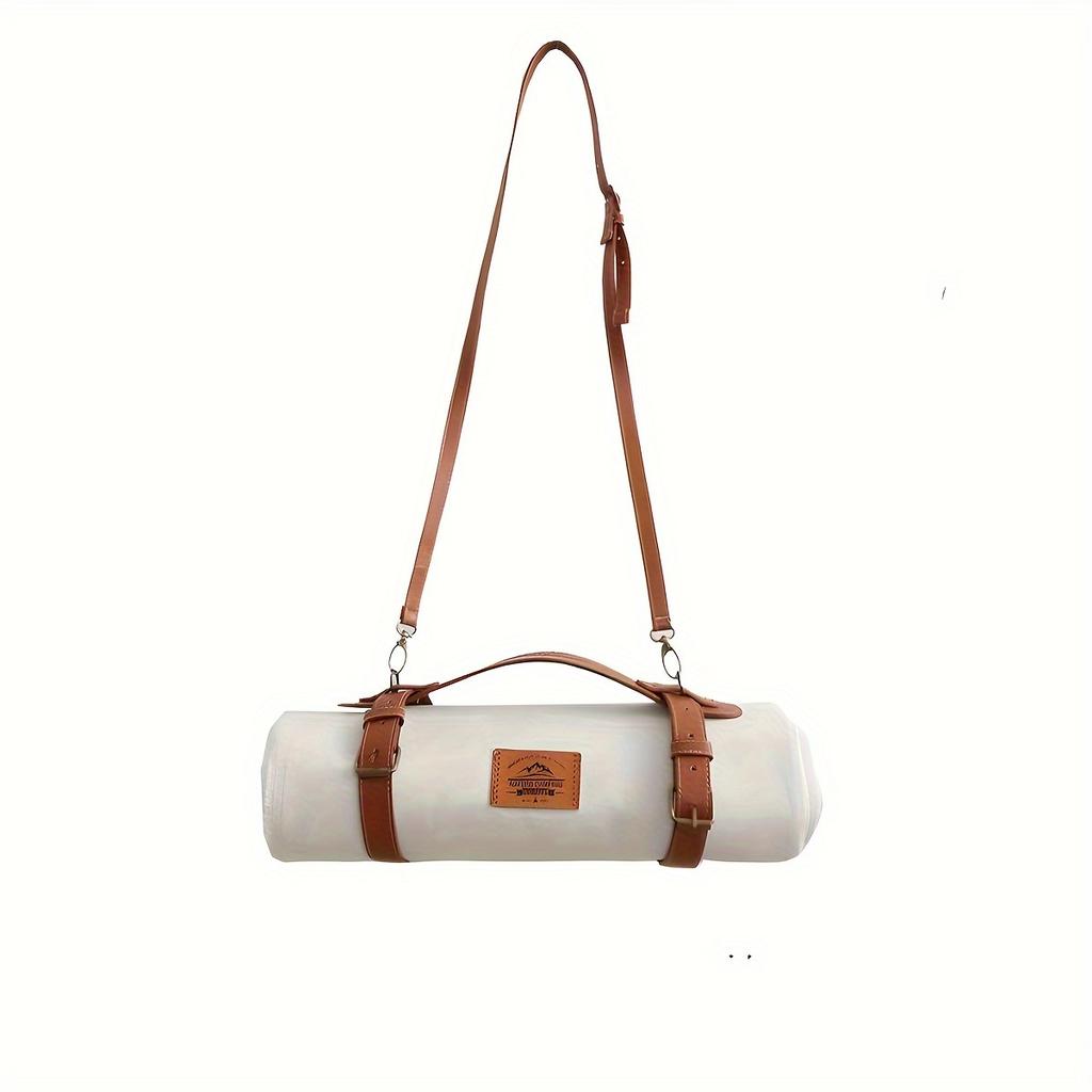 1 Stück PU-Leder Outdoor Picknickmatte, PU-Riemen, Deckenriemen, Yogariemen, Verstellbarer PU-Leder Tragegriff