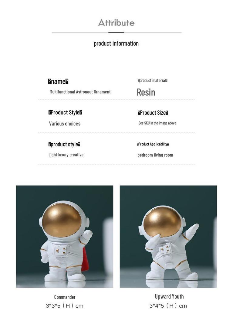 Astronaut Phone Holder, Pen Holder, and Tissue Box for Living Room Resin Ornaments.