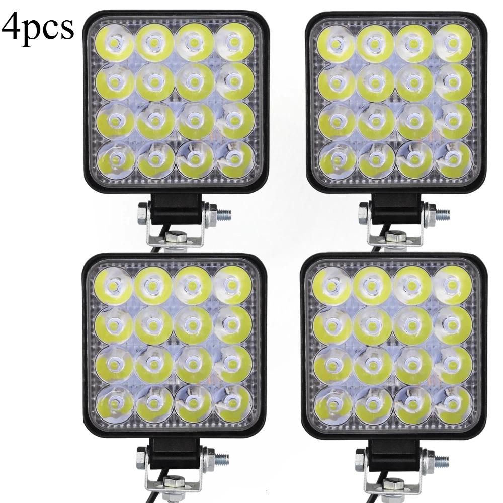 1/2PCS 45W Mini Square LED Work Light - Powerful Flood/Spot Lamp for Off-Road Cars Trucks ATV UTV SUVs