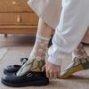Lace Design Summer Thin Socks Sweet Floral Print Transparent Crystal Silk Socks  for Women Girl