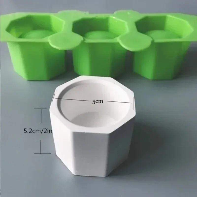 Octagon Silicone Flowerpot Mold DIY Geometric Concrete Planter Cement Succulent Pot Molds Epoxy Resin Craft Bottle Making