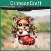 Pendant Car Holiday Cartoon Deer Design Acrylic Construction Festive Decoration