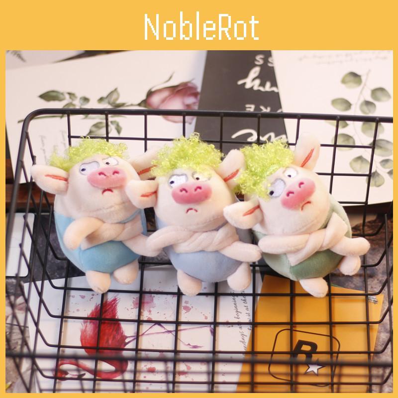 Small Adorable Cartoon Pig Plush Keychain Green Soft Toy For Handbags