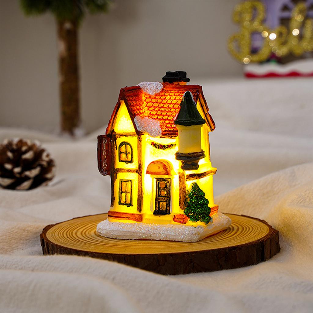 New Led Light Up Christmas Houses Scene Year Navidad Ornaments Party Ornament Decor Luminous House Gifts Village Tabletop Small