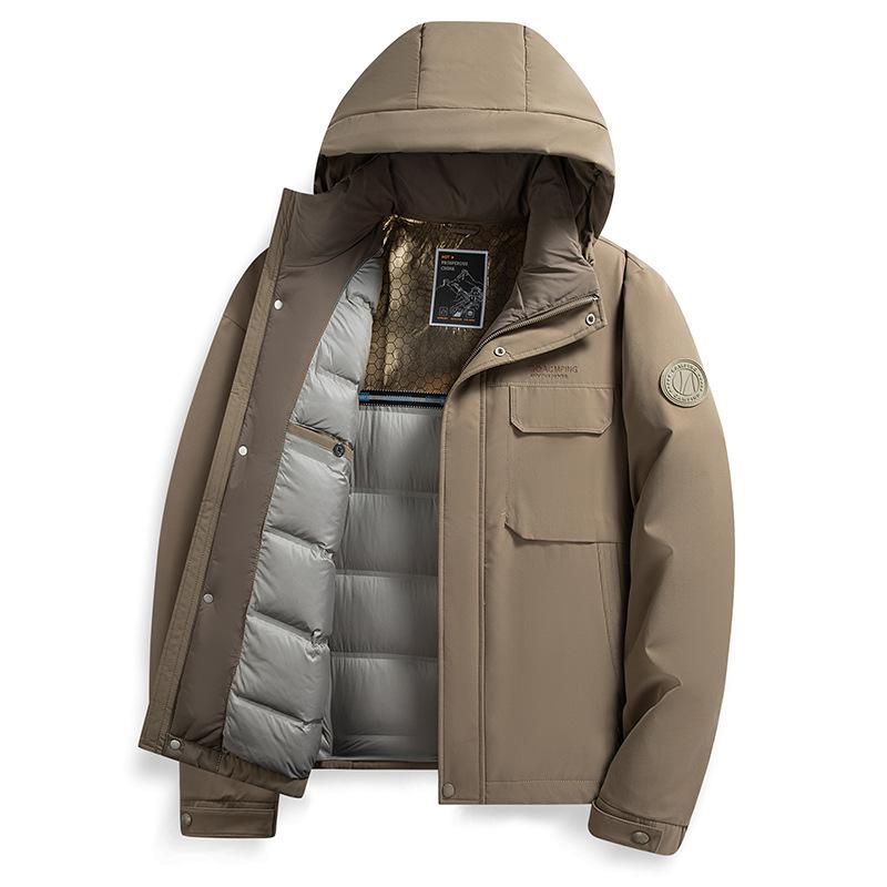 

Пуховик мужской зимний пуховик мужской с капюшоном съемный капюшон утолщенный и теплый молодежный белый пуховик мужской M