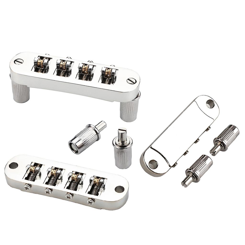 4 String Guitar Bridge Replacement Roller Saddle Guitar Bridge Tailpiece Electric Guitar Bridge Easy To Install