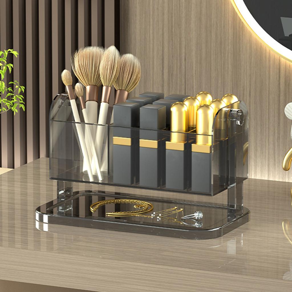 Portable Plastic Lipsticks Shelf with Compartments Desktop Transparent Cosmetic Lipsticks Organizer