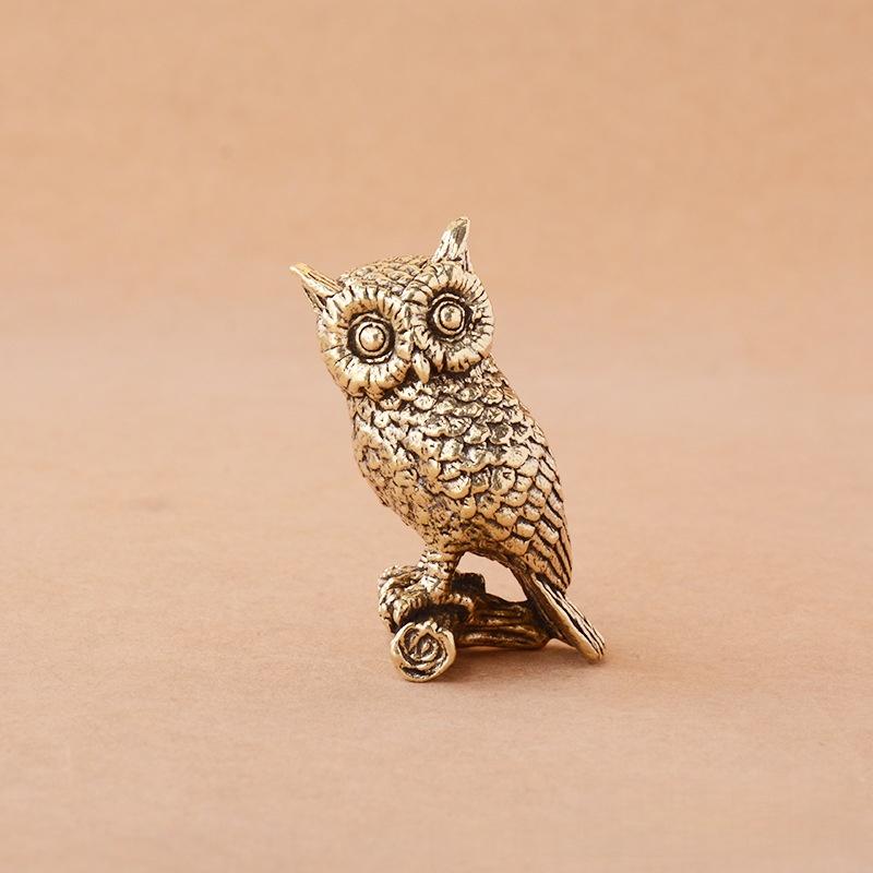 Vintage Antique Brass Owl Statue Ornament Cute Statue Ornament Home Office Desktop Decoration Collectible Gifts