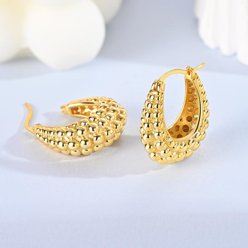 New 925 Silver Earrings Golden Beans Leaf Feather Luminous Elf Hoop Earring For Women Making Jewelry Gift
