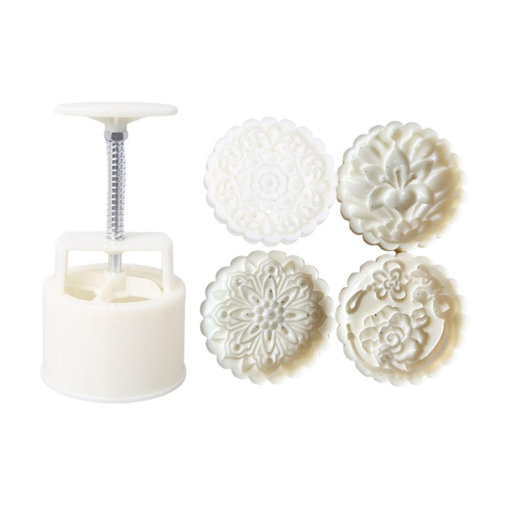 Plastic Mooncake Stamp Cute Flower Shape Mooncake Mold Festival DIY Hand Press Mooncake Cutters Pastry Decorating Gadget
