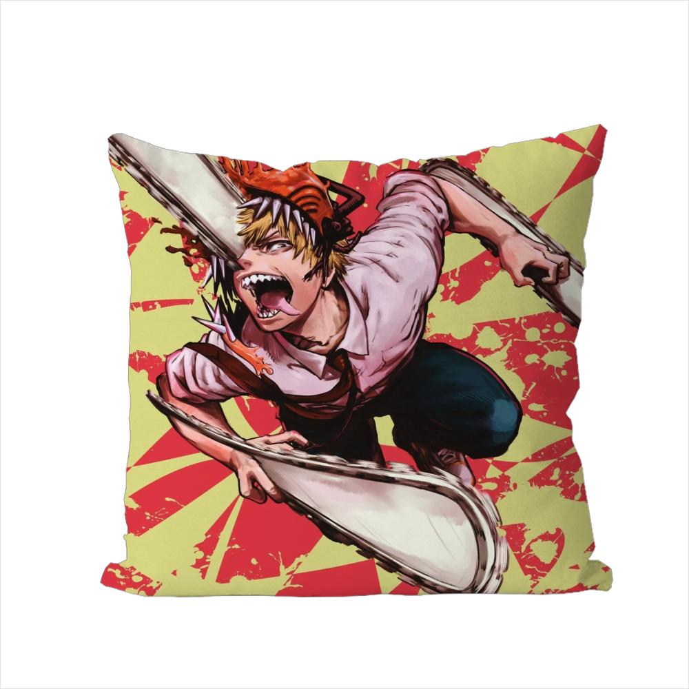 Chainsaw Man Pillow Case For Car Sofa Decorative Home Doublesided Print Plush Square Throw Pillow Cushion Cover