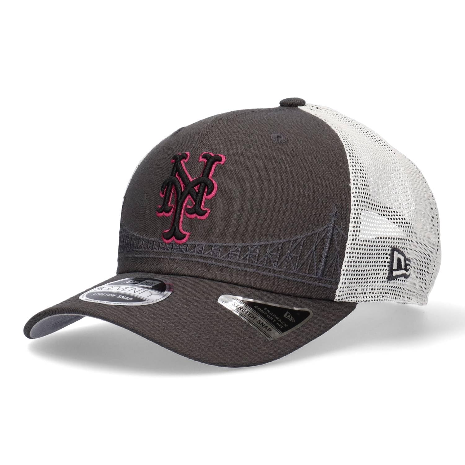 

New Era City Connect 9SEVENTY Stretch Mesh New York Mets Size Used Cap, Snapback, MLB, Gray, 970,