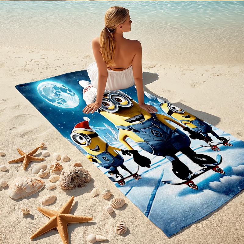 1Pc Minions Snowboard Night Beach Towel Quick Dry Multiuse For Beach Pool Gym Yoga Home Travel Christmas Halloween Xmas Gift S1272