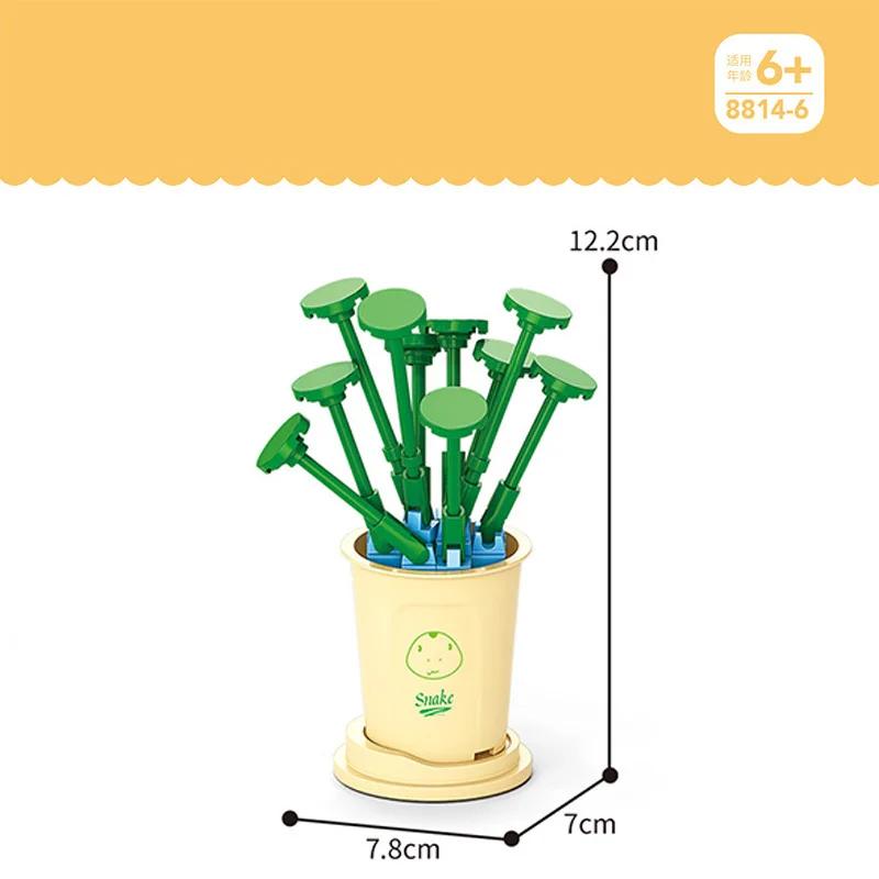 Hot Creative Small Building Block Flower Art Classic Brick Mini Potted Plant Gift For Girls Desk Decoration Simple Assembly Toys