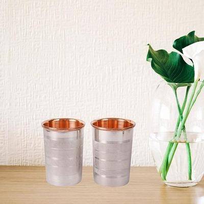 Pure Copper Glass for Water Drinkware and Serve Ware Tumbler Set of 2