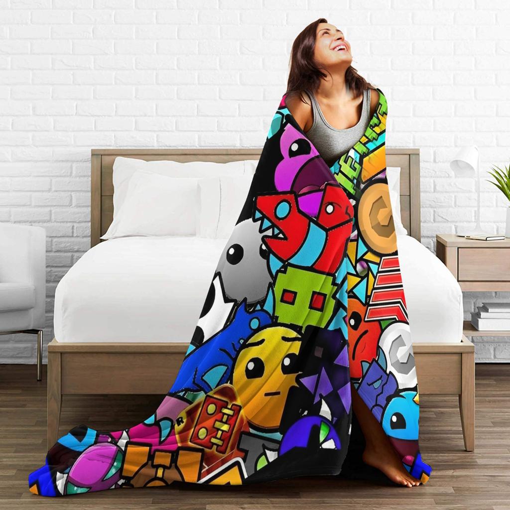 Geometry Gaming Dashed Blanket  Picnic Flannel Throw Blanket For Couch Bed Warm Soft Ized Quality Bedspread Birthday Gift