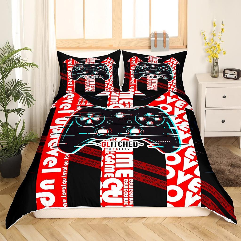 Video Games Bedding Set 3D Headset Headphones Gamer Gamepad Duvet Cover SetBoys Music Quilt SetGaming Controller Bedroom Decor