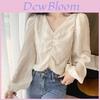 Oversize Blouse For Women With V Neck And Lantern Sleeves In Chiffon For Spring