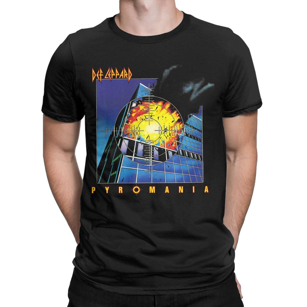 Mens Def Leppard Pyromania T Shirts  Pure Cotton Clothes Fashion Short Sleeve Crewneck Tees Birthday Present TShirts