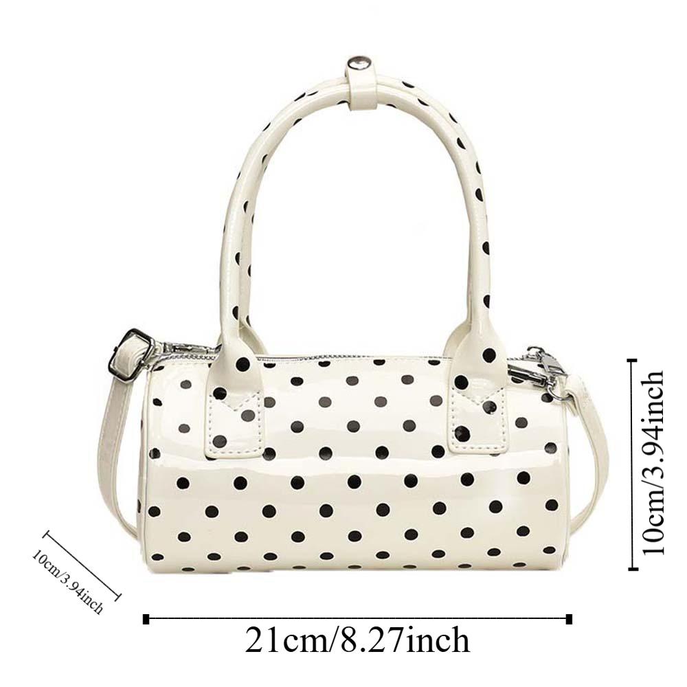 Korean Style Polka Dot Cylindrical Bag Polyester PU Shoulder Bag Spicy Girl Handbag  Party