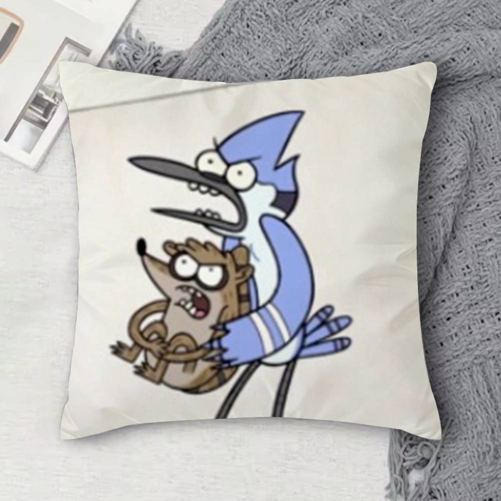 RRegular Show Doublesided Printed Square Decorative Cushion Cover for Sofa Living Room Home Decor