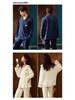 Spring & Autumn Couple Pajamas Set: Long Sleeve, Long Pants, Front Button Lapel Cardigan for Men & Women