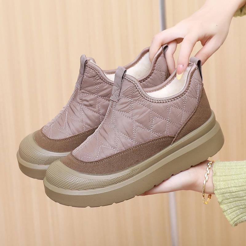 Down Cloth Non-slip Thick Bottom Snow Boots Women's Winter New Fleece-lined Casual Soft Bottom Comfortable Cotton Shoes