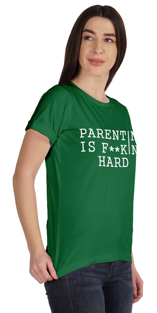 Inkmeso Scoop-Neck Parenting Is F**King Hard Graphic Tshirt Short Sleeve