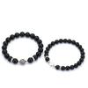 Bracelet Romantique 2 Pièces/Paire pour Couple 8mm 10mm Perles Fil Bracelet Cadeau Saint-Valentin Obsidienne Grès Bleu Bracelet Assorti