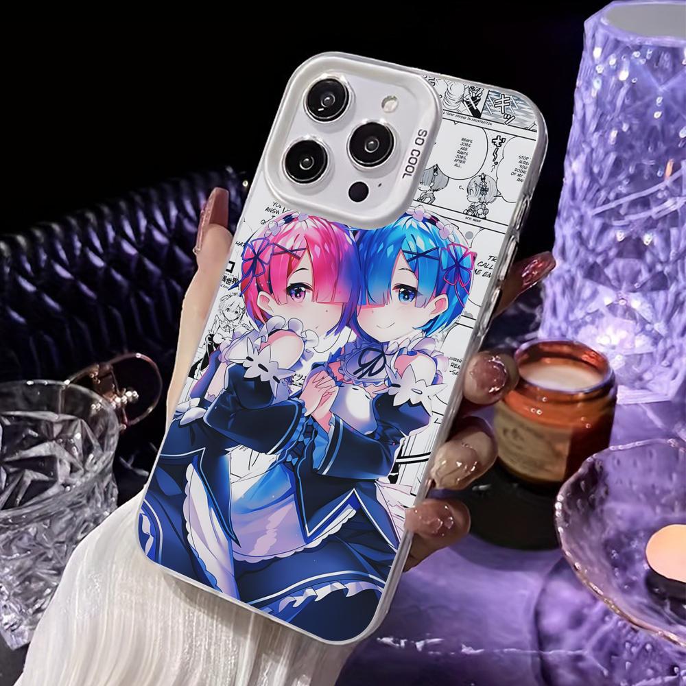 ReZero Rem Ram White Translucent Mobile Phone Case for iPhone 17 16 15 14 13 12 11 X XR XS Air Pro Max Plus Colorful Cover