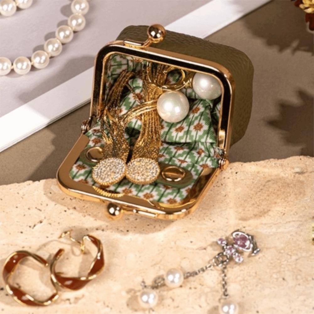 Mini Leder Schmucktasche Pünktchen Kleine Gegenstandstasche Luxus Kussverschluss Münzbörse Ohrringe