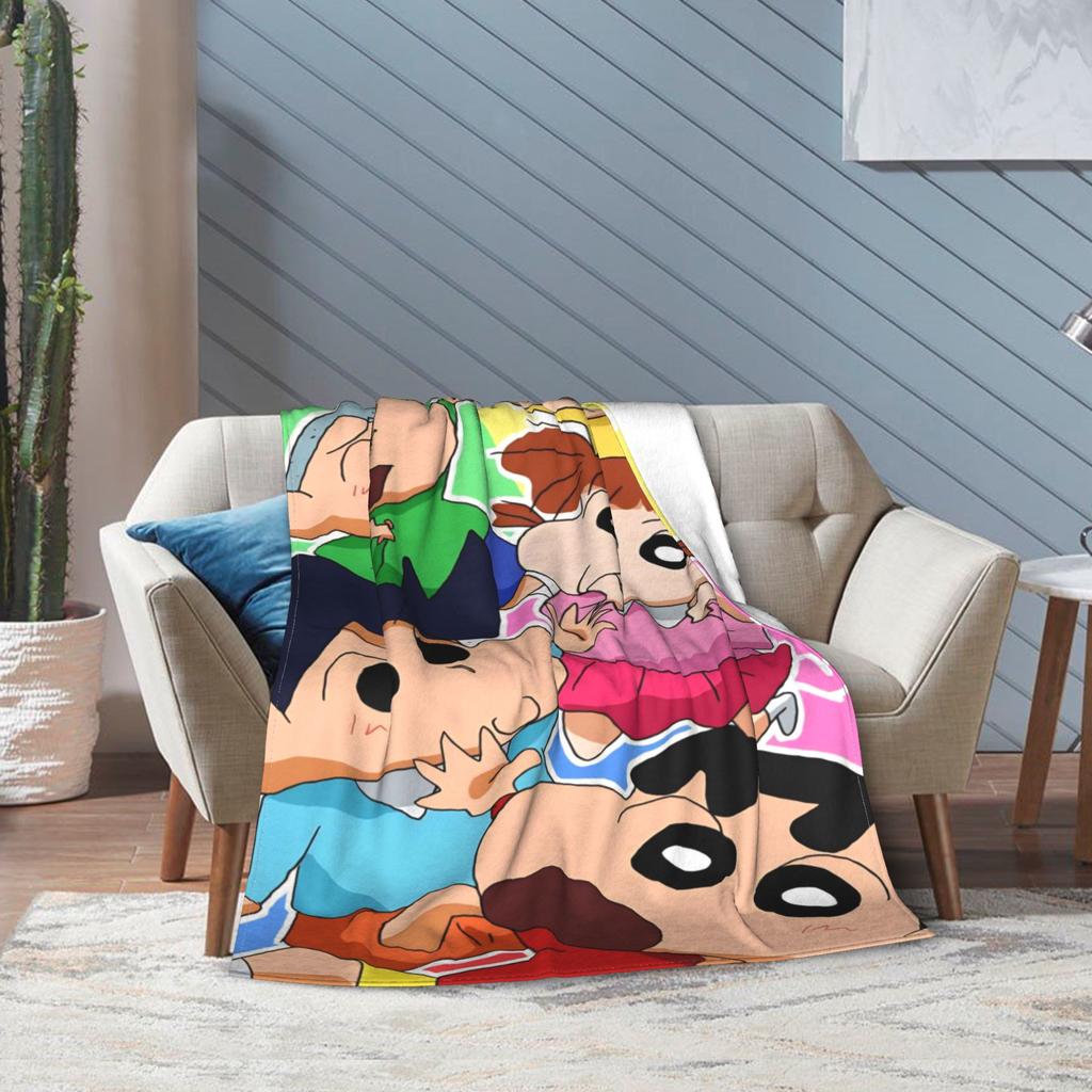 Shinchans 90S Cartoon Flannel Blanket Awesome Throw Blankets For Bed Sofa Couch 150*125Cm Rug Piece