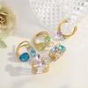 Elegant Adjustable Blue Zircon Ring Titaniums Steel Crafted Jewelry Finger Accessory For Her Elegant Accessories