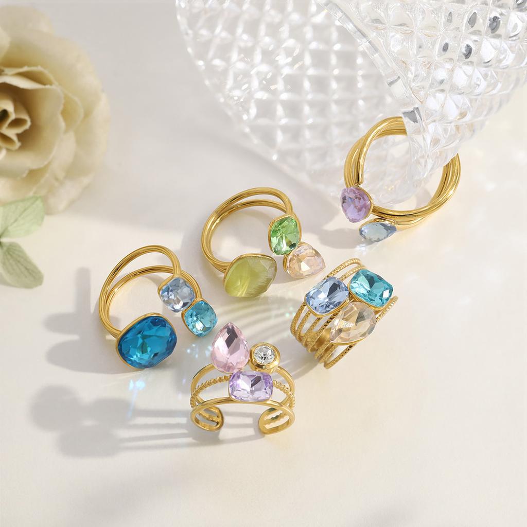 Elegant Adjustable Blue Zircon Ring Titaniums Steel Crafted Jewelry Finger Accessory For Her Elegant Accessories