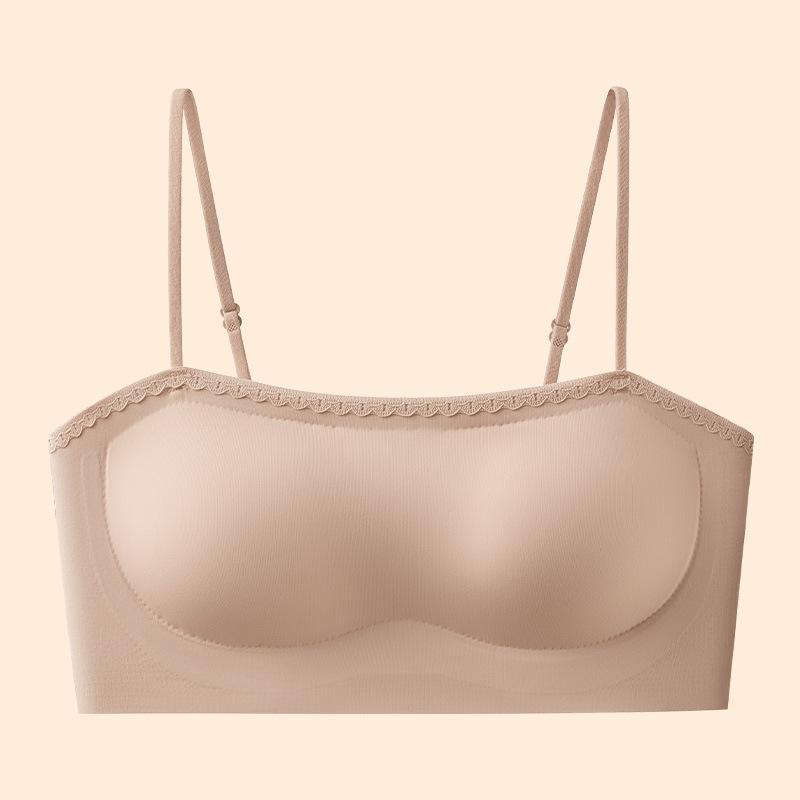 One-piece fixed cup, liquid foundation tube top, anti-light gathering, comfortable and breathable, cool feeling, thin shoulders, beautiful back