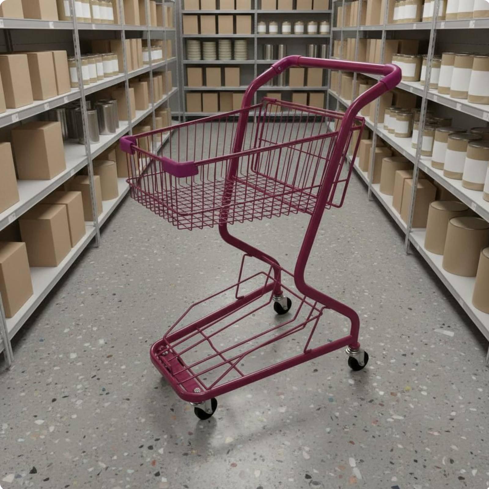 Two-Level Shopping Shopping Basket PU Wheels