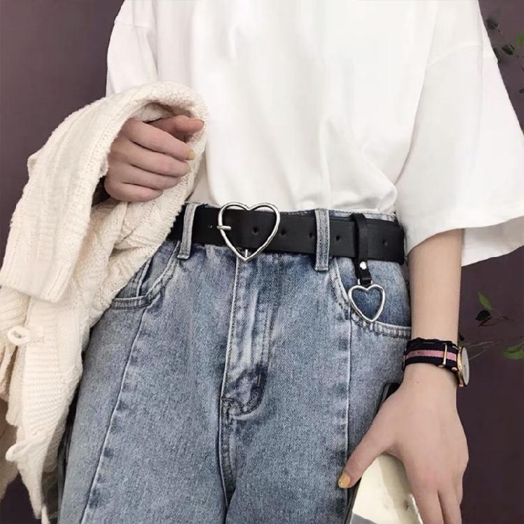 Adjustable Women Belt Heart Buckles Alloys D Rings Embellishment Stylish Accessory For Work Or Weekends Outfits