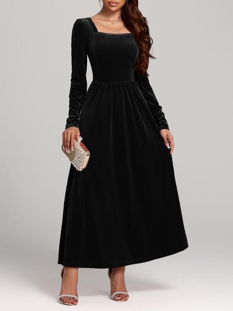 Autumn New French Style Evening Gown Long Silk Velvet Dress